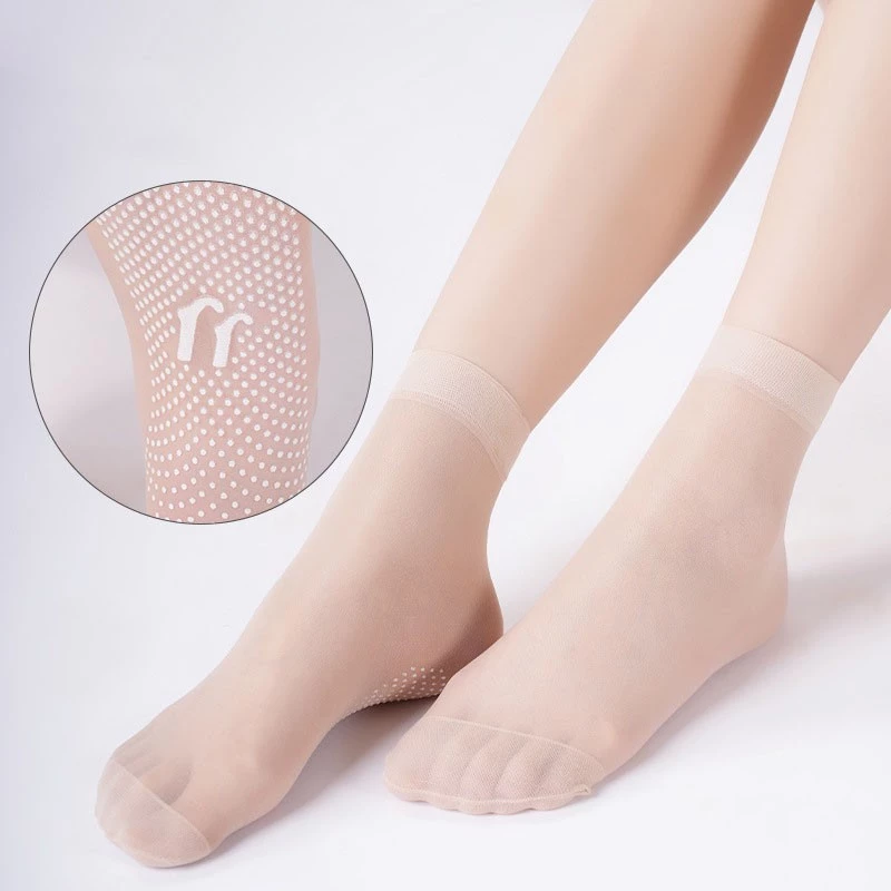 10 คู่ผู้หญิง Dispensing ลื่นสั้นถุงน่องผ้าไหมที่มองไม่เห็นโปร่งใส Anti-hook ถุงเท้านวดเท้า