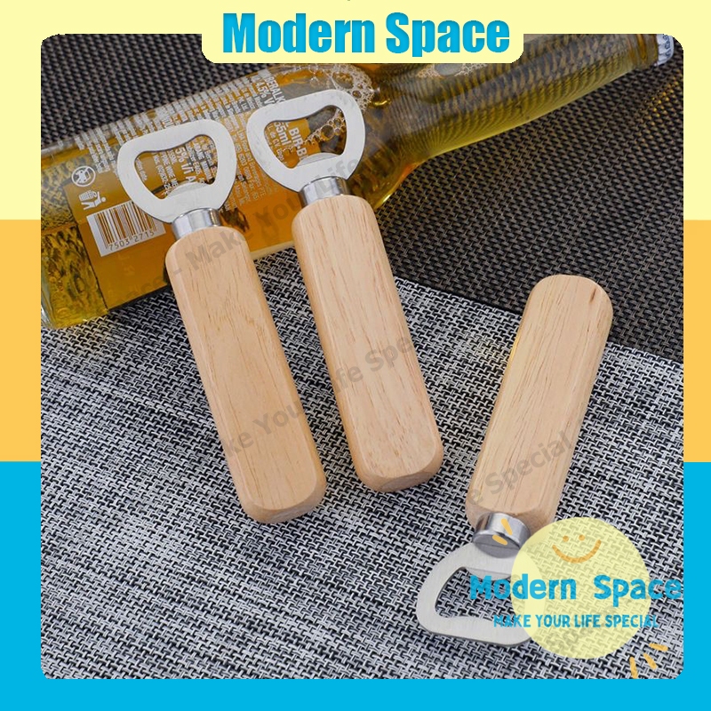 【สินค้าพร้อมส่ง】ที่เปิดไวน์ ที่เปิดขวดสแตนเลส ด้ามจับไม้ Bartender ที่เปิดขวดเบียร์ Bottle Opener