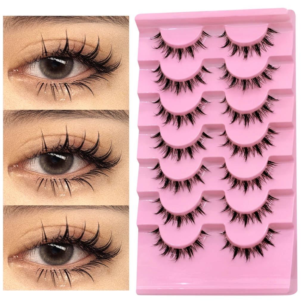 Groinneya Invisible Band Lashes 5/7 คู่ 3d Mink Lashes ความยาวสั้นโปร่งใส Stem นุ่มธรรมชาติ Looking Eyelash Extensions