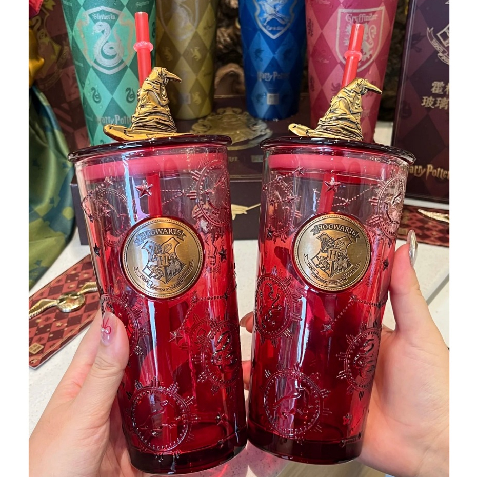 Naixue X ถ้วยต่อพ่วงข้อต่อ Harry Potter, ถ้วยแก้วฮอกวอตส์พร้อมหลอด, สติ๊กเกอร์ตู้เย็น, ผ้าพันคอไหม, การ์ดพ่อมด Pass, ตั๋วมืดเรืองแสง