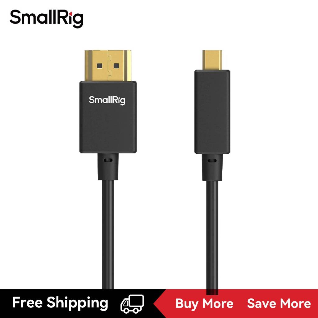 Smallrig Ultra-Slim 4K HDMI Data Cable (D to A) (100 ซม.) สําหรับ Sony A7RIII / A7II / A7M3, สําหรับ