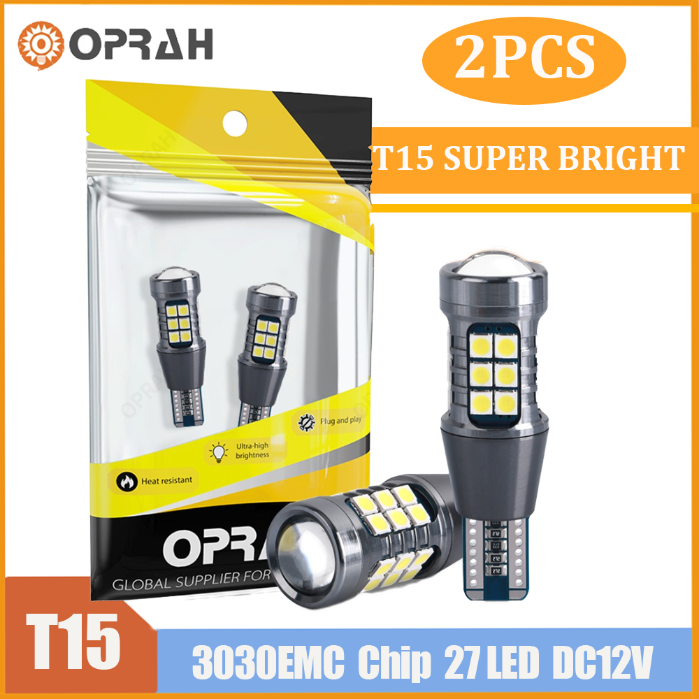 2pcs Super Bright W16W T15 หลอดไฟ LED Canbus 3030 ชิป 27 LED อัตโนมัติย้อนกลับโคมไฟสํารองไฟที่จอดรถ 1200LM 12V