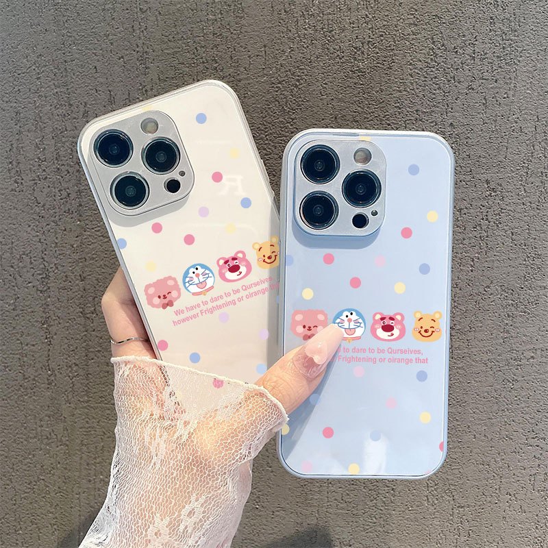 สําหรับ IP15 PRO MAX IP11 PRO IP7 IPXS MAX IP13 IP14PLUS รูปสัตว์น่ารัก เคสโทรศัพท์โปร่งใส เคสโทรศัพท์แก้ว
