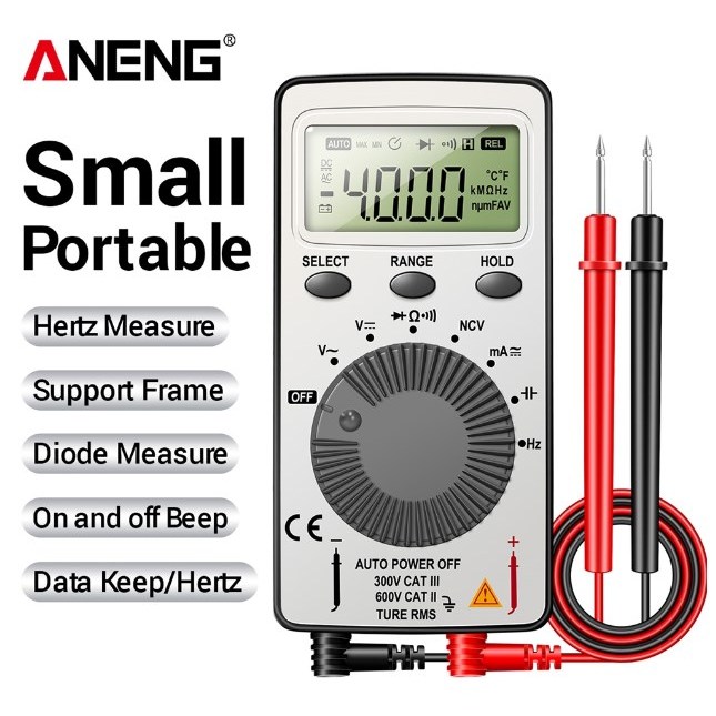 Aneng AN101 มัลติมิเตอร์ดิจิทัล ขนาดเล็ก 1999 T-RMS AC/DC NCV ความจุ แอมมิเตอร์ โวลต์มิเตอร์ ทดสอบมัลติเมโทร ดิจิทัล ทดสอบมืออาชีพ อื่น ๆ