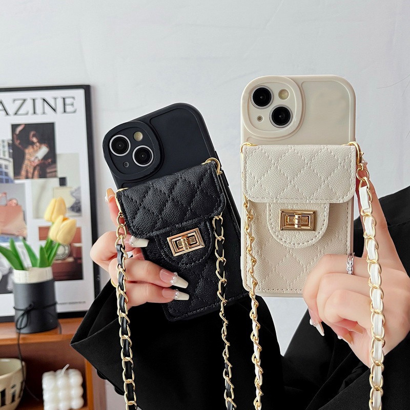 สําหรับiphone 16 15 14 13 12 11 Pro X XS Max XR 6 6S 7 8 Plusกระเป๋าสตางค์เรียบง่ายเคสโทรศัพท์นุ่มสายยาว