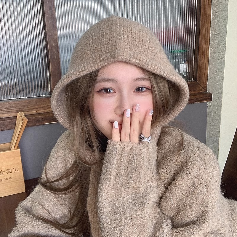 เกาหลี อิน บาลาการ์ฟา หมวกผู้หญิงฤดูใบไม้ร่วงฤดูหนาวหนาอบอุ่นถักหมวกขนสัตว์ลูกไม้หนูน้อยหมวกแดง เล่ย ฮ หมวก - รูปที่ 2