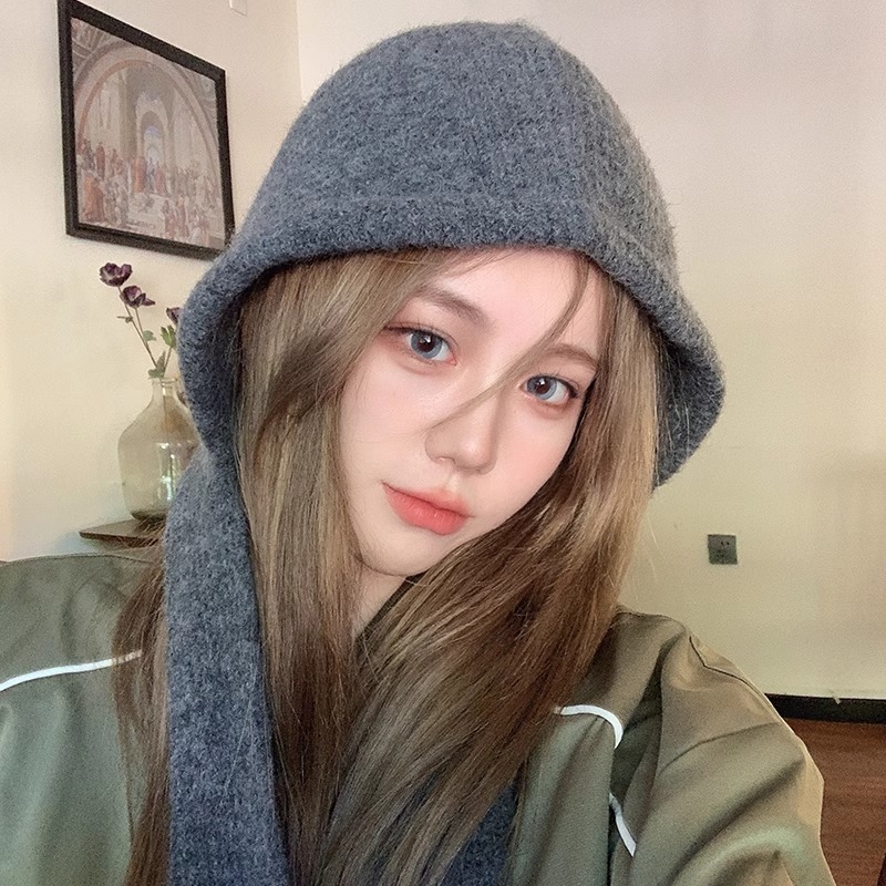 เกาหลี อิน บาลาการ์ฟา หมวกผู้หญิงฤดูใบไม้ร่วงฤดูหนาวหนาอบอุ่นถักหมวกขนสัตว์ลูกไม้หนูน้อยหมวกแดง เล่ย ฮ หมวก - รูปที่ 3