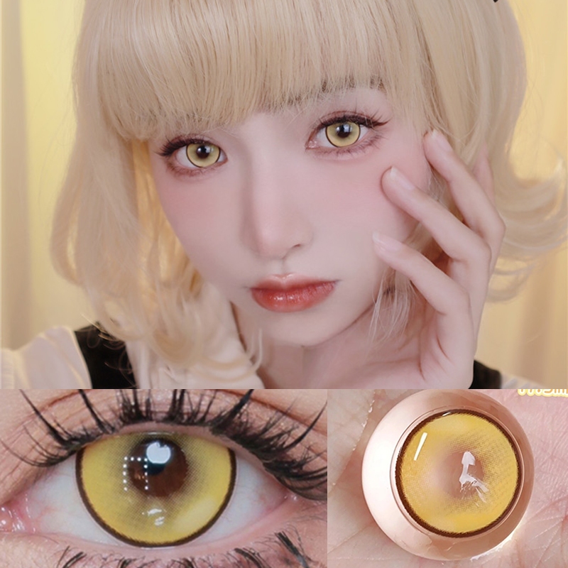 [COD] 1 คู่คอสเพลย์คอนแทคเลนส์สีสีเหลืองนักเรียน Softlens ฮาโลวีน