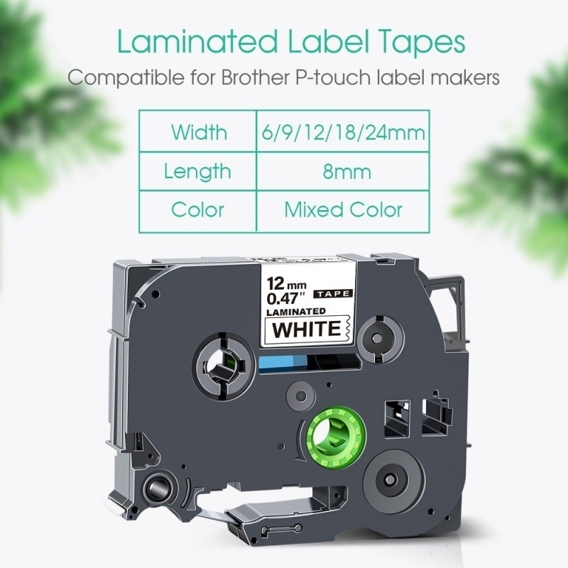6/9/12/18/24 มม.TZE231 เทปฉลากสําหรับ Brother Tze-231 Tze231 Tz-231 Tz231 Tz231 TZe221 Laminated P-Touch Tze ป้ายเทปสําหรับ PTD220 PTD210 PTH110 PT400D80 PT12 PT12D600 PT12 PTD80 PTD600 PT400D