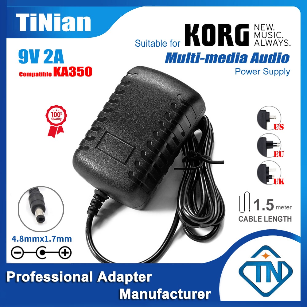 9V 2A 1.7A AC/DC อะแดปเตอร์ KA350 สําหรับ KORG Volca Serise KROSS WAVEDRUM KR-55 Pro KR mini กลองเครื่องเปียโนดิจิตอลคีย์บอร์ดแหล่งจ่ายไฟ
