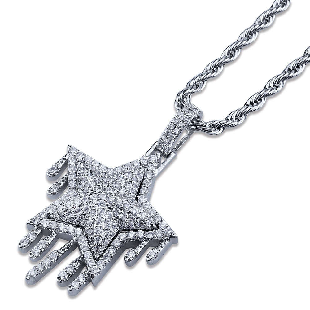 แฟชั่น Hip Hop Iced Out Diamond Star จี้สร้อยคอ Bling เครื่องประดับสําหรับ Rappers
