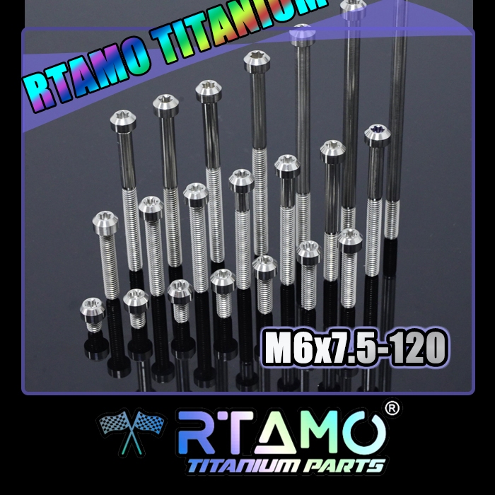 RTAMO Titanium Gr5 Silver M6(#10)x7.5-120L 10D T30 M8x10-100L 13D T40 Rounded Head Titanium Raw