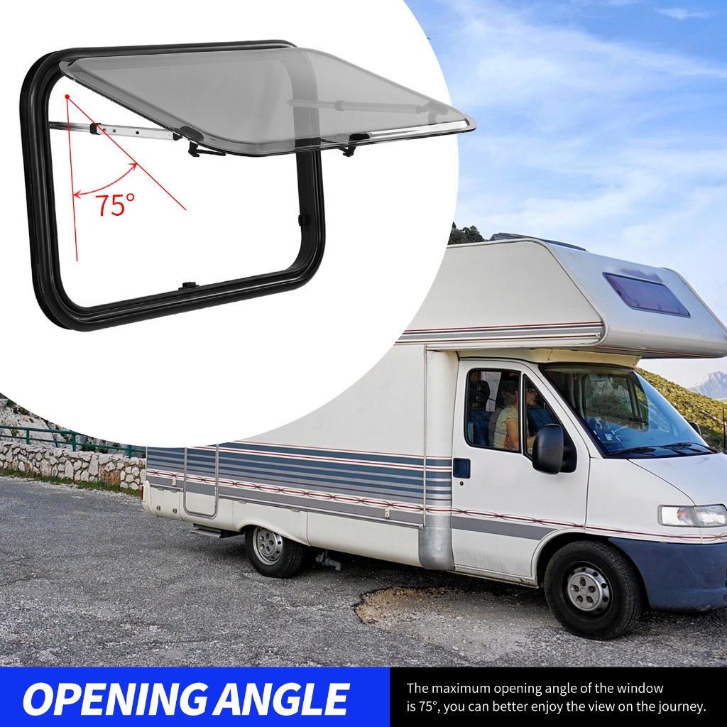 Aries306 RV หน้าต่าง L800 H500mm พร้อมหน้าจอบังแดดกระจกอะคริลิคสองชั้น Anti UV Push Out สำหรับ 28 ถึง 45 มม.