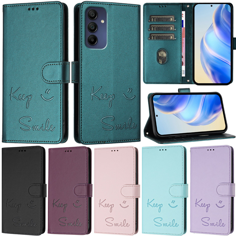 SAMSUNG SlimปลอกสําหรับSamsung Galaxy S24 FE A17 A07 A26 A16 A06 A55 A73 M56 M36 M16 M55 M15 F15 M14 M54 M34 M33 M53 M52 5G SmileหนังPUกรณี ราคา ถูกที่สุด ดีลบีเคเค