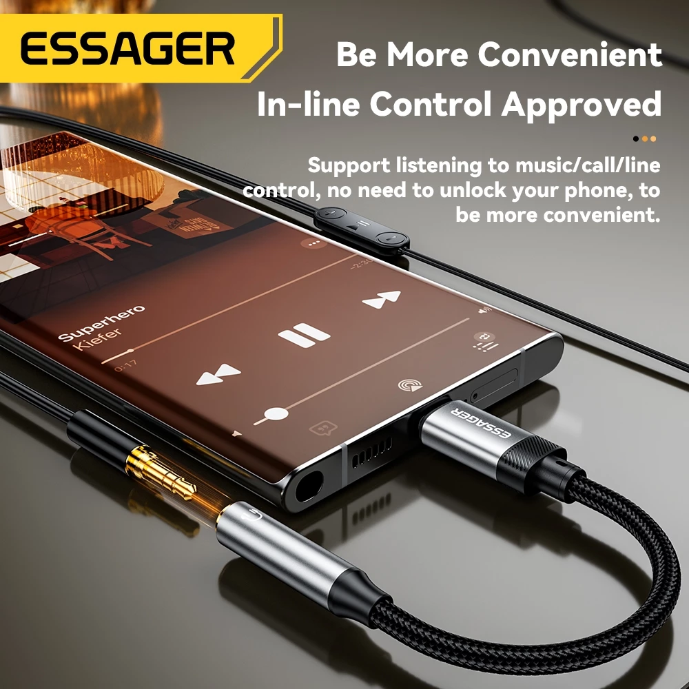 Essager สายแปลงเสียง 3.5 มม. USB C/L ถึง 3.5 แจ็คหูฟังอะแดปเตอร์ AUX thumbnail 4