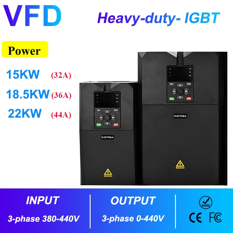 20hp VFD อินเวอร์เตอร์ 380V 415V 15KW/18.5KW /22KW Heavy Duty VFD เครื่องกลึงคอมเพรสเซอร์แปลงความถี่