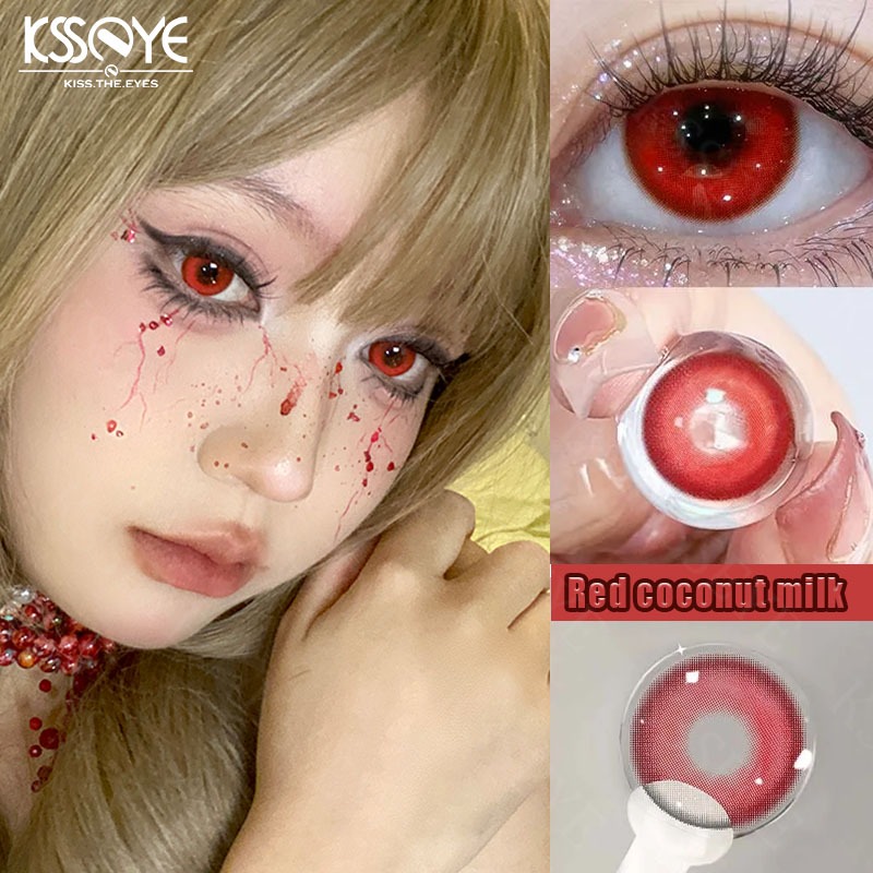 คอนแทคเลนส์สีแดง2ชิ้นคอสเพลย์เลนส์14.5มมคอนแทคเลนส์ที่มีเกรด(0 ~-8.00องศา)ฮาโลวีนตาแต่งหน้า1ปีใช้บิ๊กอายเลนส์นุ่ม - รูปที่ 2