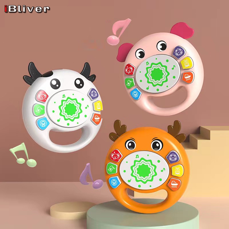 Ibriver เด็กดนตรีกลองของเล่น,Light Up ของเล่นเสียงและแสง,Musical Sensory กิจกรรมของเล่นการเรียนรู้การศึกษาของเล่นเด็ก,คริสต์มาสของขวัญวันเกิดสําหรับเด็กวัยหัดเดิน 18 เดือน +