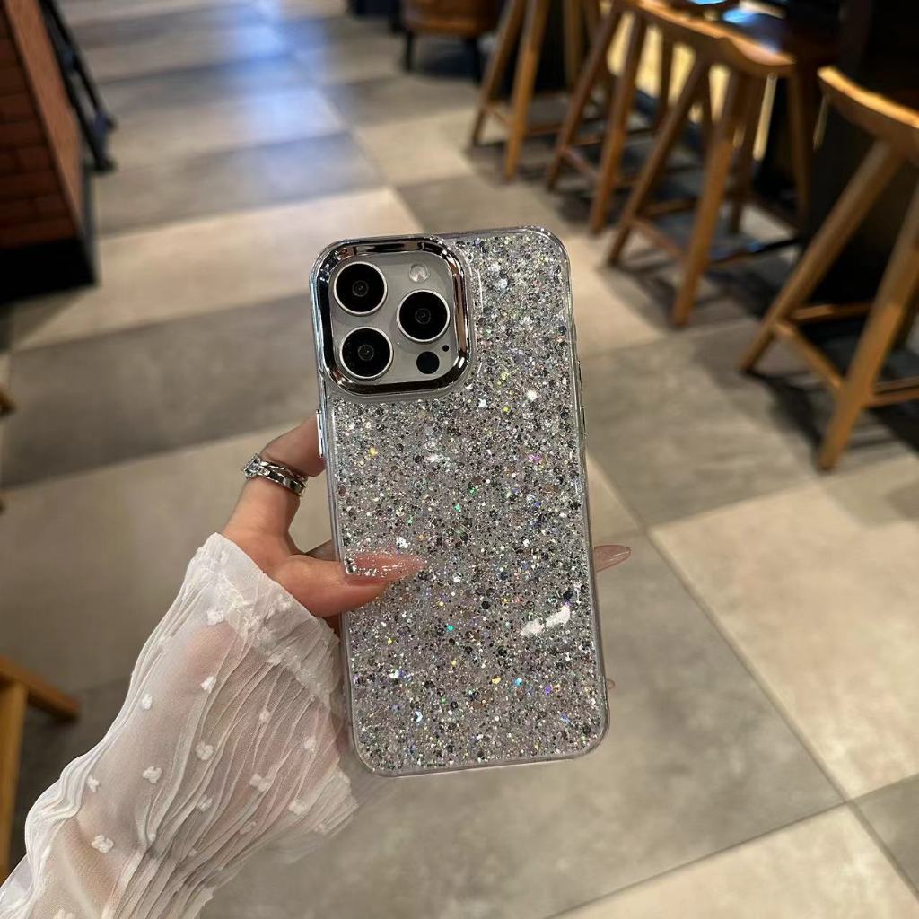 สําหรับ iPhone 17 16 15 14 13 12 11 Pro Max 6 6S 7 8 Plus X XS Max XR Glitter เคสโทรศัพท์