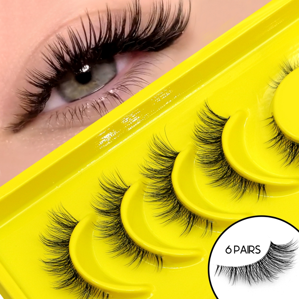 Groinneyal ขนตาแคทอาย 3 มิติ ขนตาธรรมชาติแบบนุ่ม ขนตาปลอมแบบมังงะ ขนตาปลอมแบบบาง แต่งหน้า