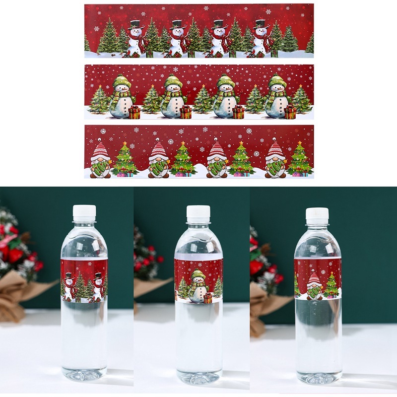 10 ชิ้นธีมคริสต์มาสสติกเกอร์ขวด Snowman Gnome รูปแบบสติกเกอร์กันน้ํา Holiday Party Supplies ตกแต่งคริสต์มาสสําหรับขวดไวน์