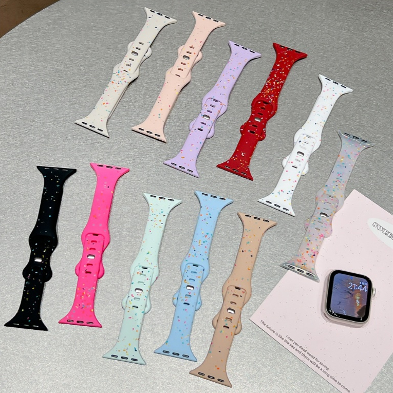 （12 สี）Multicolored dots Slim สายนาฬิกาซิลิโคนสําหรับ Apple Watch S9/8/7/6/5/4/3/2/1 SE2 ULTRA ผู้ชายผู้หญิงขนาดเล็กบางสร้อยข้อมือสําหรับ iWatch 49 มม.45 44 42 41 40 38