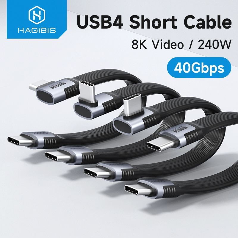 Hagibis USB4 Data Cable 40Gbps USB C ถึง Type C สายสั้น PD 240W 8K 60Hz สําหรับ Thunderbolt 3/4 iPhone 16 Pro Max SSD Power Bank