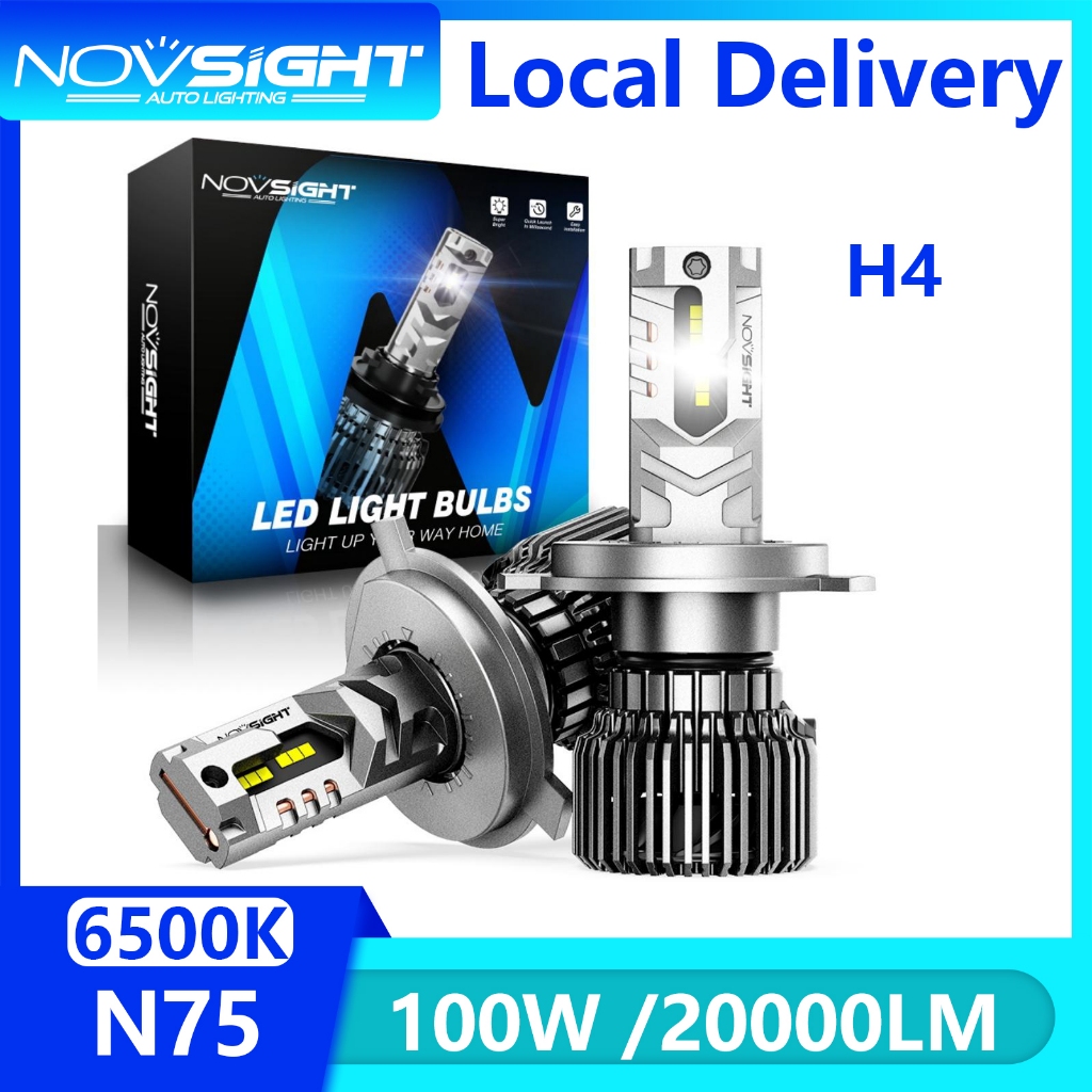 2pcs 100w 20000LM Novsight N75 ไฟหน้ารถ LED H4 ที่กําหนดเอง Super Bright แสงสีขาว 6500K