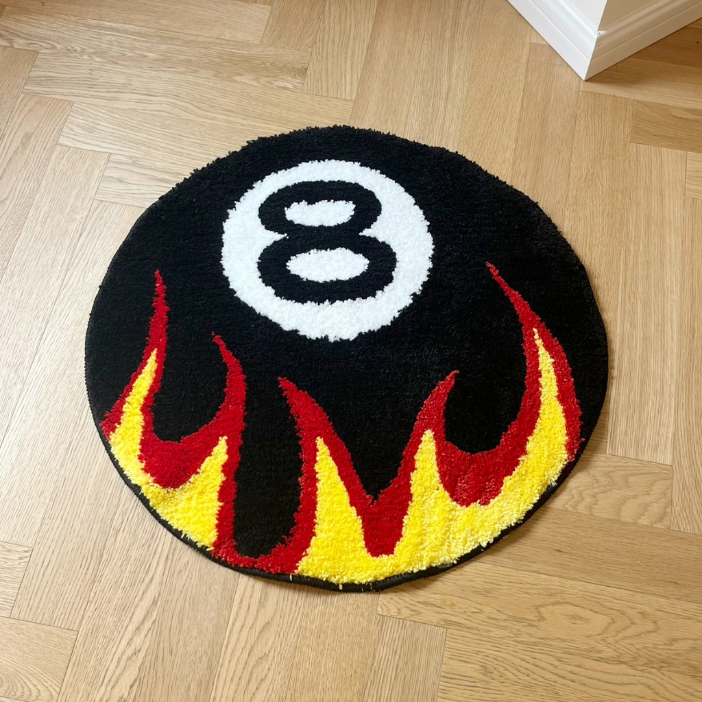 Fire No.8 Tufted พรมห้องนั่งเล่นลายการ์ตูนตลก นุ่ม กันลื่น สําหรับห้องนั่งเล่น ห้องน้ํา และห้องโถง