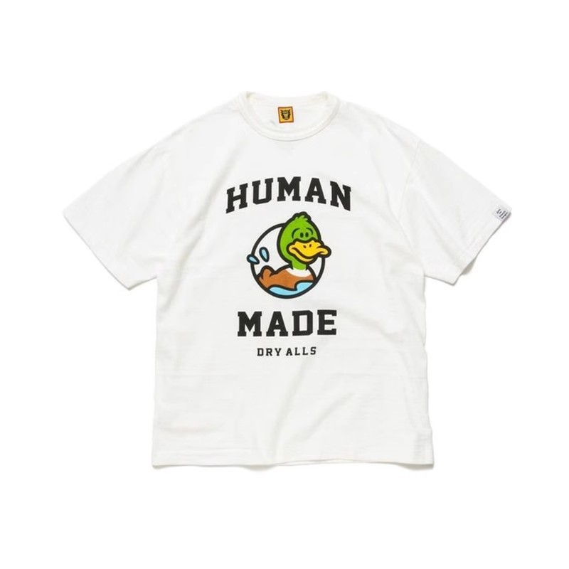 ในสต็อก HUMAN MADE อะนิเมะว่ายน้ําเป็ดพิมพ์รอบคอเสื้อยืดแขนสั้นสําหรับผู้ชายและผู้หญิง