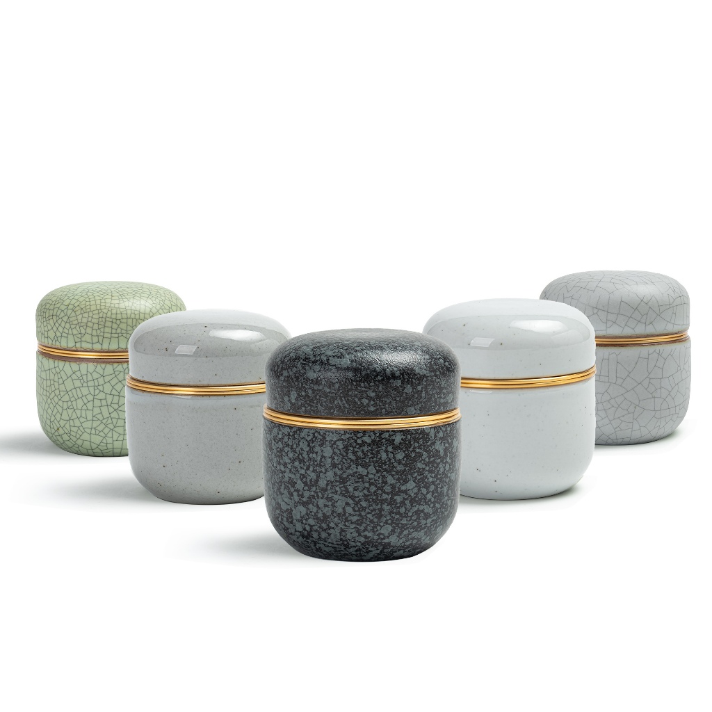 Teanagoo Matcha canister ชุดโถมัทฉะ ความสะดวกสบายซีลคู่ (3 ชิ้น)สีห้าสไตล์ โถผงมัทฉะ 18g /80MLเซรามิกและโลหะอุปกรณ์เสริมชุดมัทฉะ X1