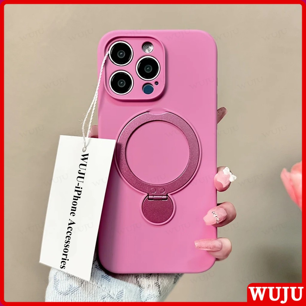 WUJU 360° ขาตั้งหมุนซิลิโคนเหลว Soft Case Compatible เข้ากันได้กับ ไอโฟน iPhone 17 16 15 14 13 Pro Max Air