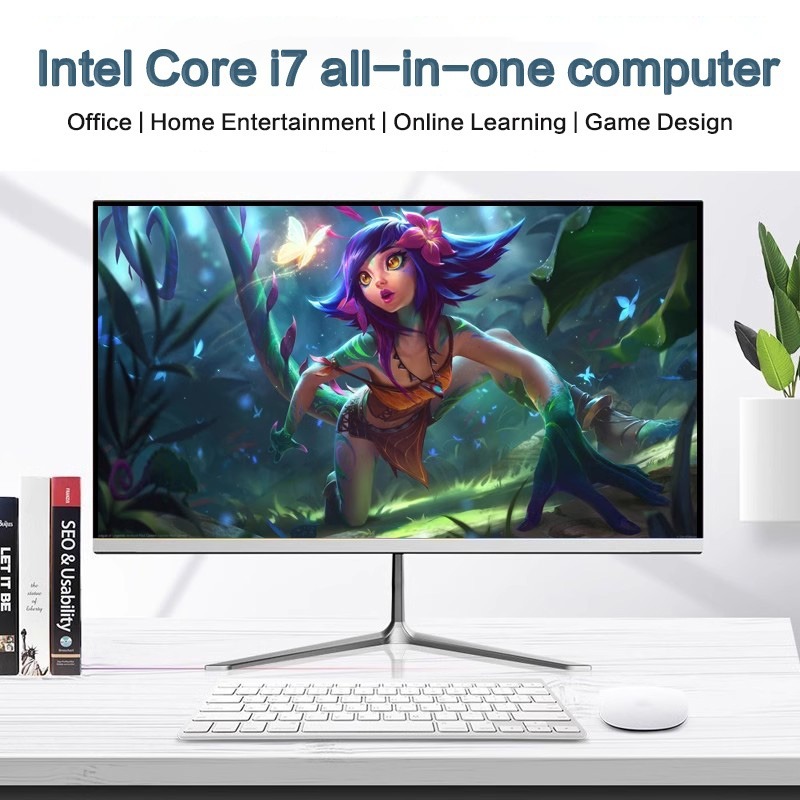 24 นิ้ว all-in-one คอมพิวเตอร์เดสก์ท็อปบางเฉียบ Intel Core i7 4700MQ 16GB RAM/SSD 512GB/Win11 ฟรีเกมการเรียนรู้โฮมออฟฟิศ