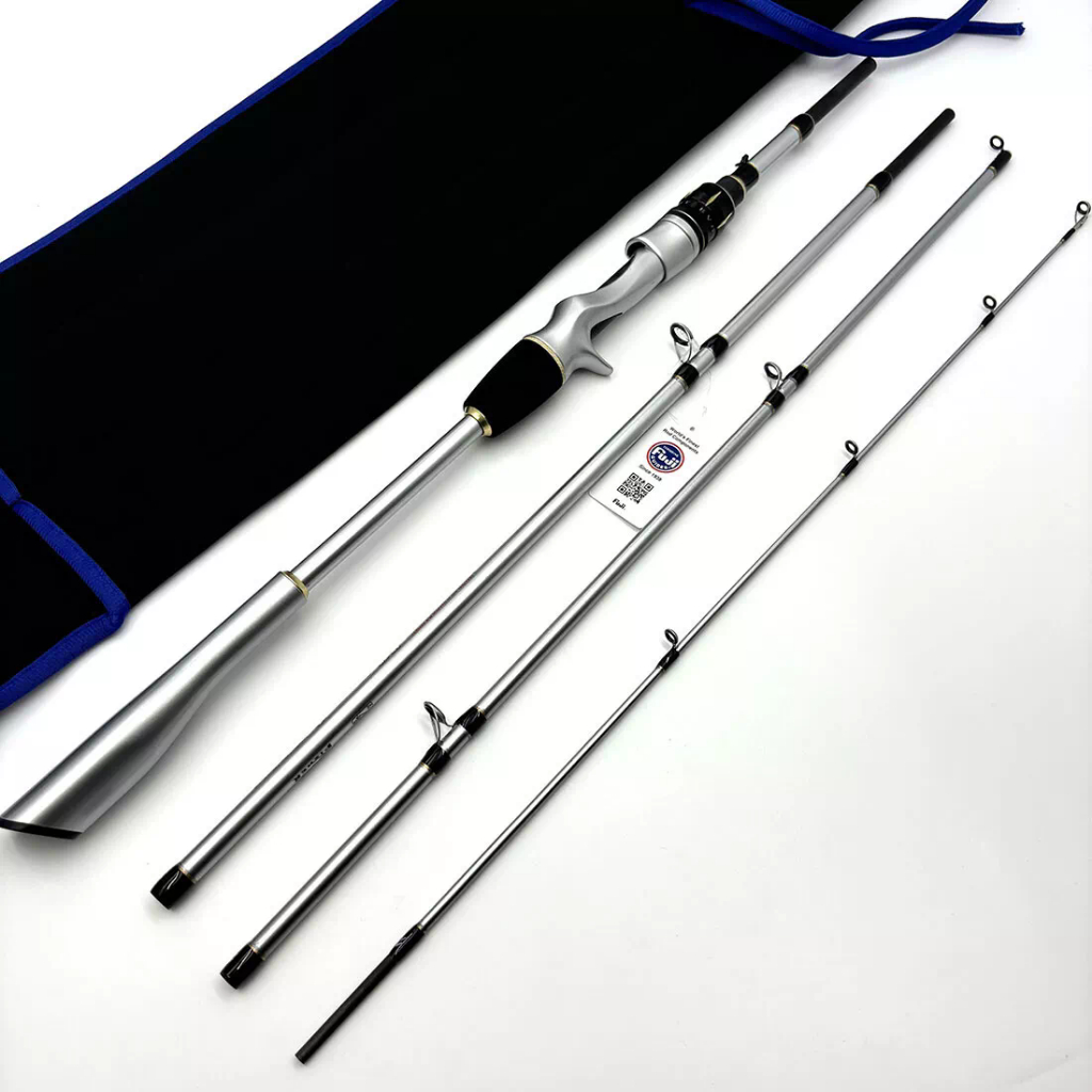 4 ส่วน 1.98M เบ็ดตกปลาสําหรับเดินทาง MH Action 5-18LB คันเบ็ดแบบพกพาคาร์บอนแข็งเต็ม คันเบ็ดแบบยืดหยุ่น
