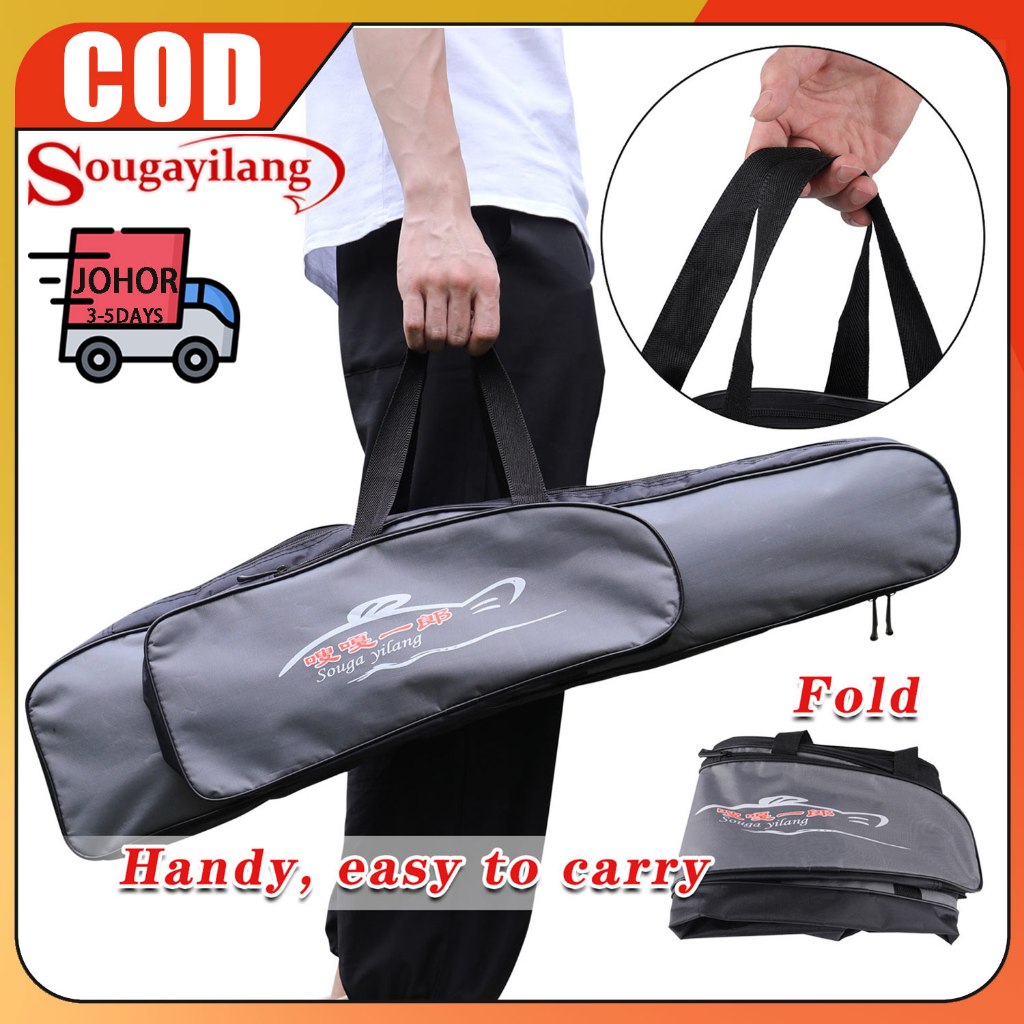 Sougayilang 80 ซม./100 ซม./120 ซม.กระเป๋าตกปลาแบบพกพากลางแจ้งตกปลาเกียร์พับกันน้ําตกปลากระเป๋าง่ายต่อการพกพาตกปลา Rod กระเป๋า Pancing