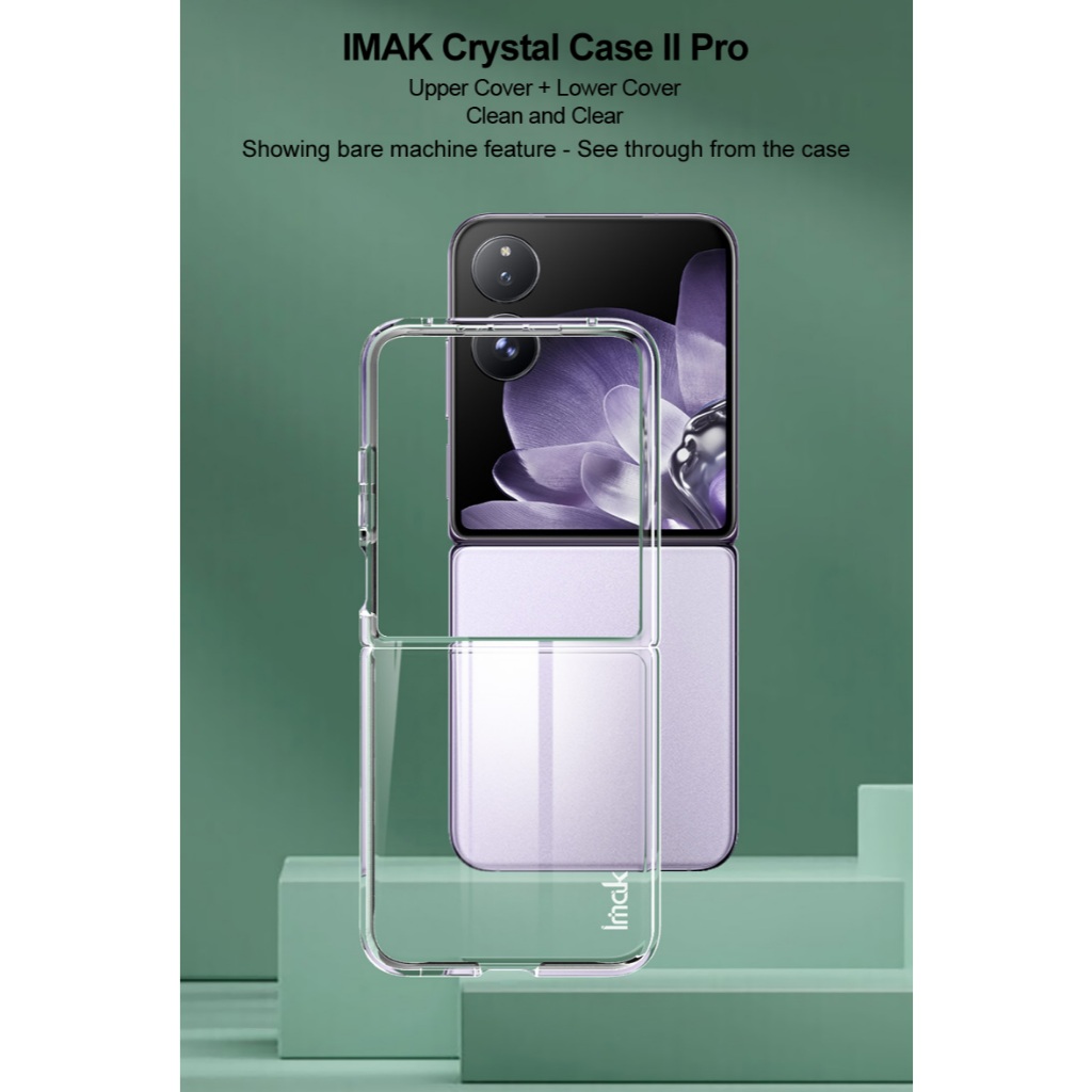 Imak Xiaomi Mi Mix Flip 5G Clear PC Hard Shell เคสคริสตัลใสฝาหลังฝาครอบด้านบน + ฝาครอบล่างเคสด้านหลังป้องกัน