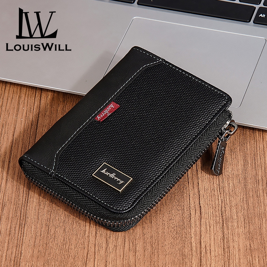 Louiswill ผู้ชายแฟชั่นกระเป๋าสตางค์สั้น RFID Anti Magnetic Multi Card กระเป๋า Ultra Thin กระเป๋าสตางค์แนวตั้ง Soft PU หนัง ID ผู้ถือบัตรเครดิต Multi-Function ใบรับรองกระเป๋า