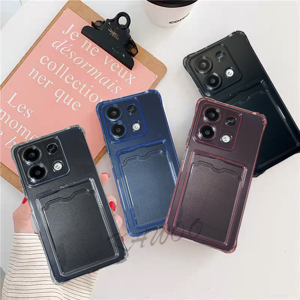 Xiaomi Mi 13 13T 11 Lite Poco M6 Pro 4G X6 5Gกันกระแทกกระเป๋าสตางค์ช่องใส่การ์ดโปร่งใสSlim Soft TPUกรณีฝาครอบ