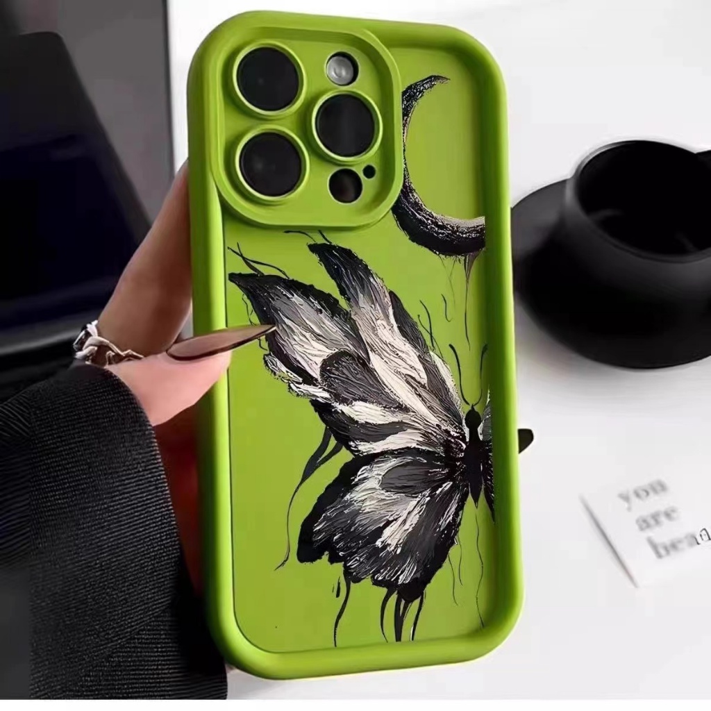 เคส VIVO Y81 Y81i Y81S Y83 Y66 Y65 Y67 Y85 V9 Y76 5G Y72 Y52 5G ขอบตรงดวงจันทร์ผีเสื้อซิลิโคนป้องกันการตกกรณีโทรศัพท์