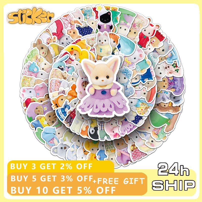 101 ชิ้น Sylvanian Families สติกเกอร์ Kawaii สาวเด็กอะนิเมะ Decal DIY แล็ปท็อปโทรศัพท์สติกเกอร์กันน้ํา