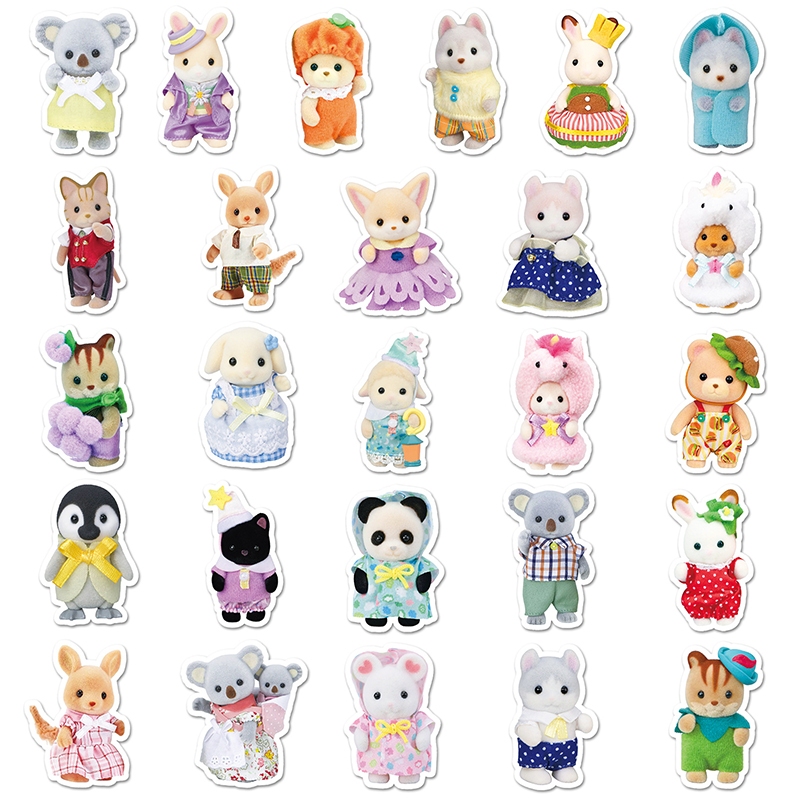 101 ชิ้น Sylvanian Families สติกเกอร์ Kawaii สาวเด็กอะนิเมะ Decal DIY แล็ปท็อปโทรศัพท์สติกเกอร์กันน้ํา