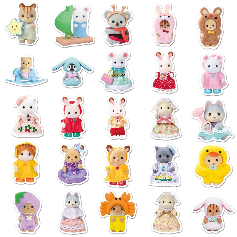 101 ชิ้น Sylvanian Families สติกเกอร์ Kawaii สาวเด็กอะนิเมะ Decal DIY แล็ปท็อปโทรศัพท์สติกเกอร์กันน้ํา