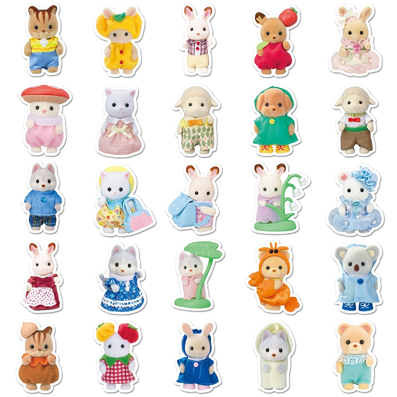 101 ชิ้น Sylvanian Families สติกเกอร์ Kawaii สาวเด็กอะนิเมะ Decal DIY แล็ปท็อปโทรศัพท์สติกเกอร์กันน้ํา