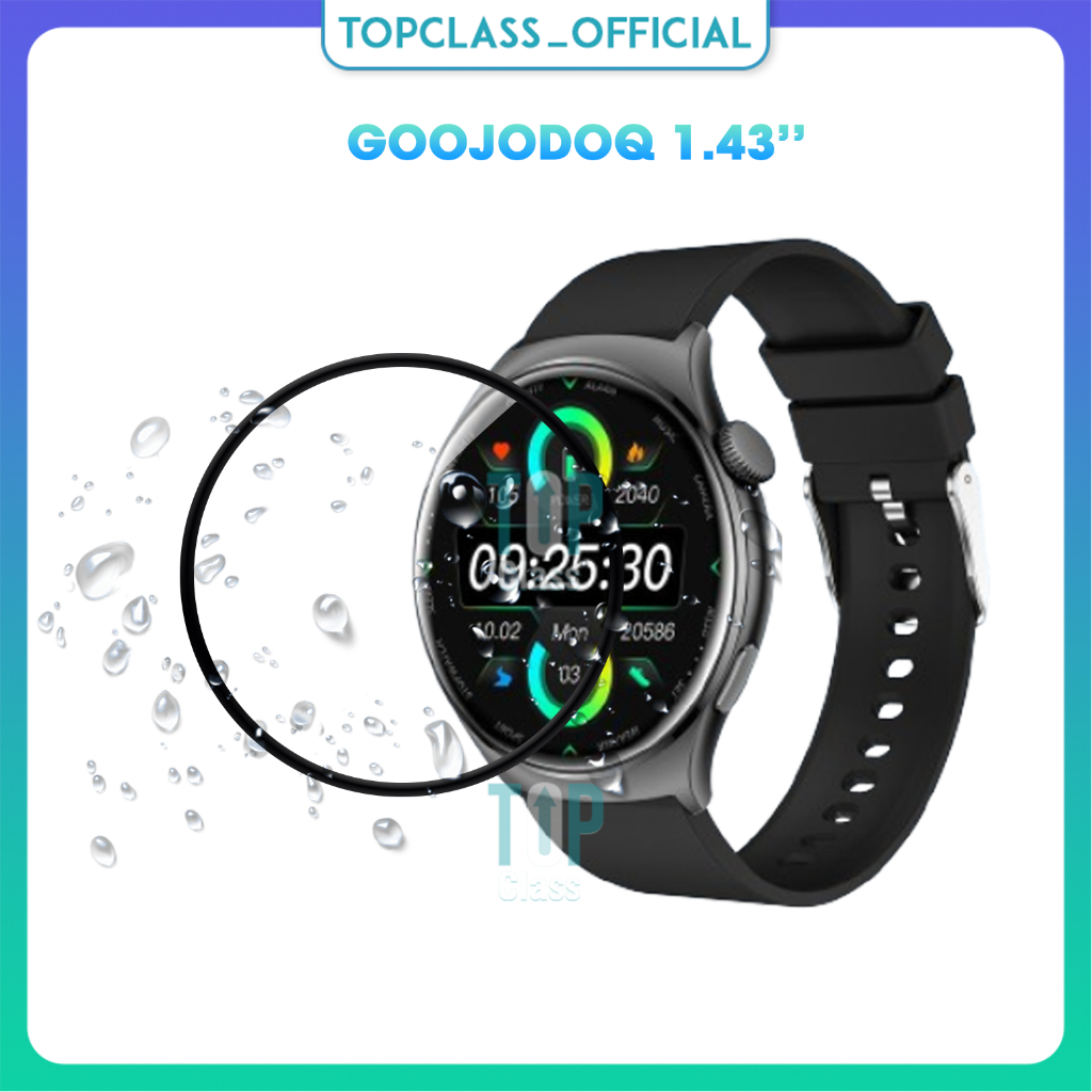 GOOJODOQ ชุดตัวป้องกันหน้าจอกระจกนิรภัย 2 ชิ้นสําหรับ ตัดออก ดู 1.43 สมาร์ทวอทช์