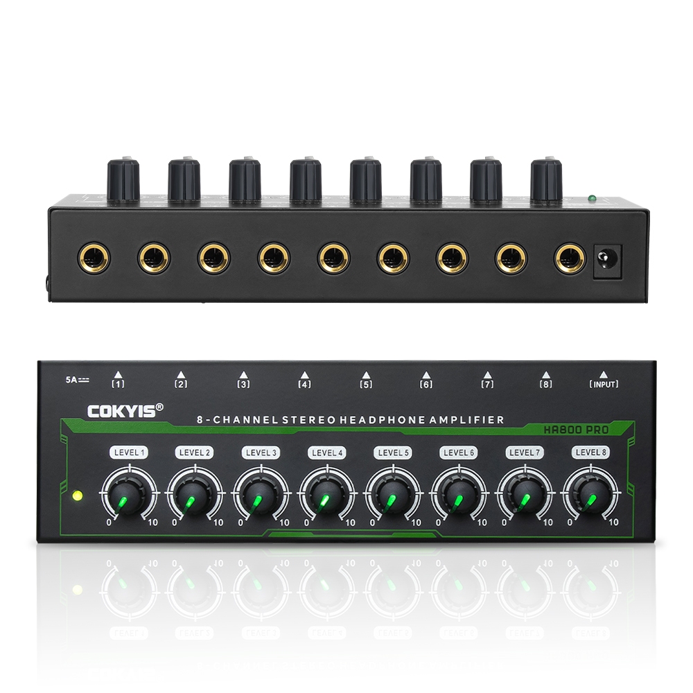 Cokyis HA800 PRO 8 Ch เครื่องขยายเสียงหูฟังขนาดเล็ก RGB ชุดหูฟังสเตอริโอขนาดกะทัดรัดพิเศษ AMP สําหรับสตูดิโอเวที