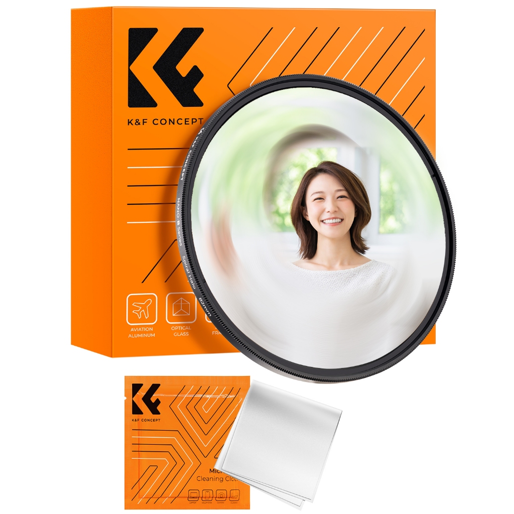 K&f Concept NANO-B Spiral Halo Camera Lens Filter 58mm-82mm Halo Swirl Special Effect Filter