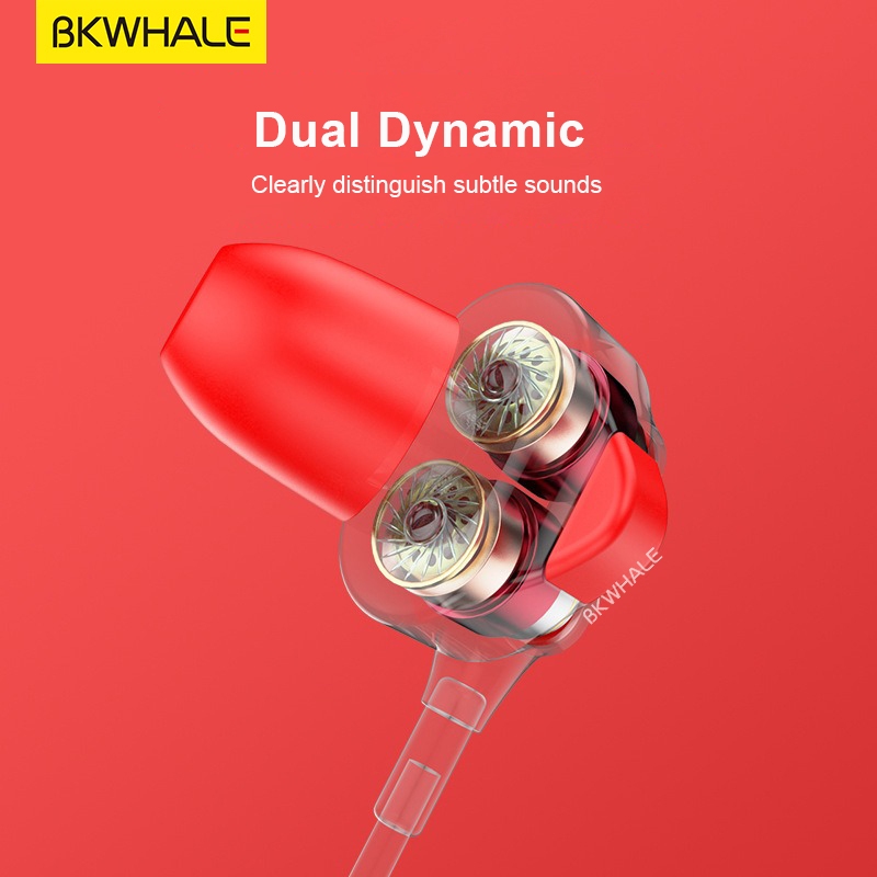 Bkwhale BK01 หูฟังสําหรับเล่นเกมกีฬาหูฟังชนิดใส่ในหูแบบมีสาย 3.5 มม.ป้องกันเหงื่อสเตอริโอ Super Bass HiFi ชุดหูฟังพร้อมไมโครโฟน