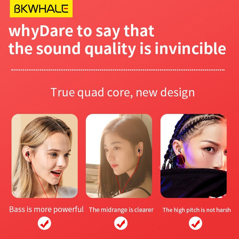 Bkwhale BK01 หูฟังสําหรับเล่นเกมกีฬาหูฟังชนิดใส่ในหูแบบมีสาย 3.5 มม.ป้องกันเหงื่อสเตอริโอ Super Bass HiFi ชุดหูฟังพร้อมไมโครโฟน