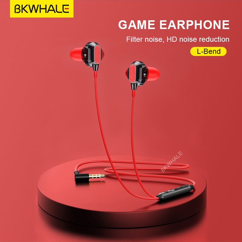 Bkwhale BK01 หูฟังสําหรับเล่นเกมกีฬาหูฟังชนิดใส่ในหูแบบมีสาย 3.5 มม.ป้องกันเหงื่อสเตอริโอ Super Bass HiFi ชุดหูฟังพร้อมไมโครโฟน