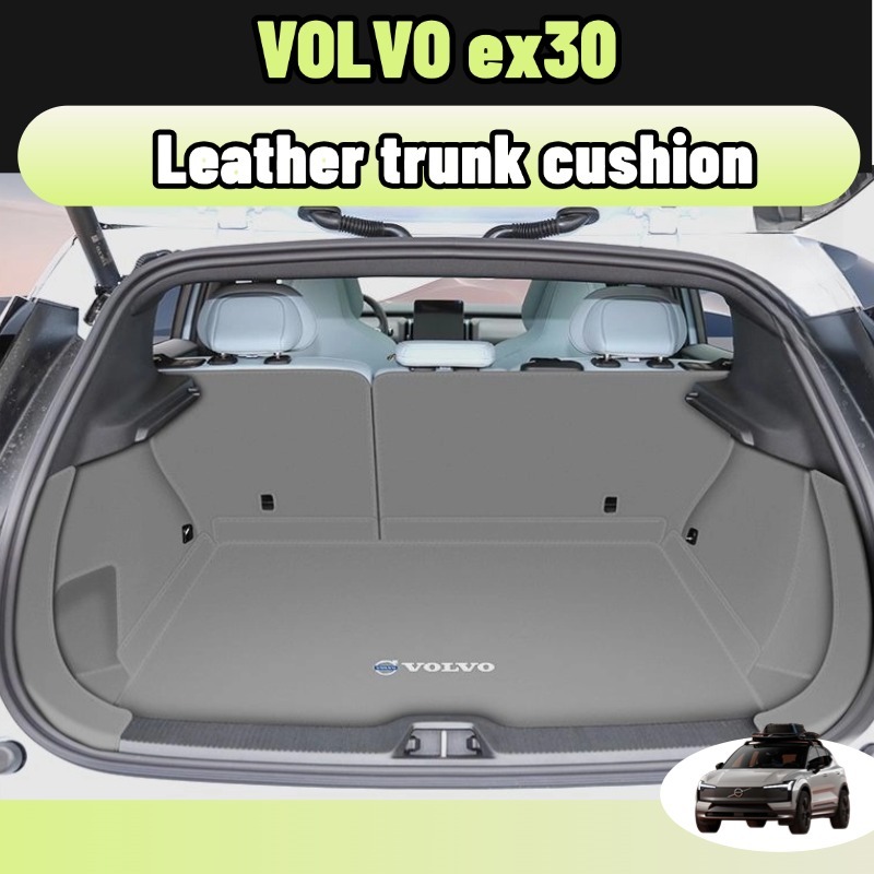 Volvo ex30 2024 พรมหนังไฮโซเข้ารูป6D7D แผ่นรองกระโปรงหลังรถ Trunk Mats ป้องกันไม่ให้ตัวรถสกปรกสี สีน้ําเงิน/ดํา/เทา/ส้ม ของแต่ง accessories